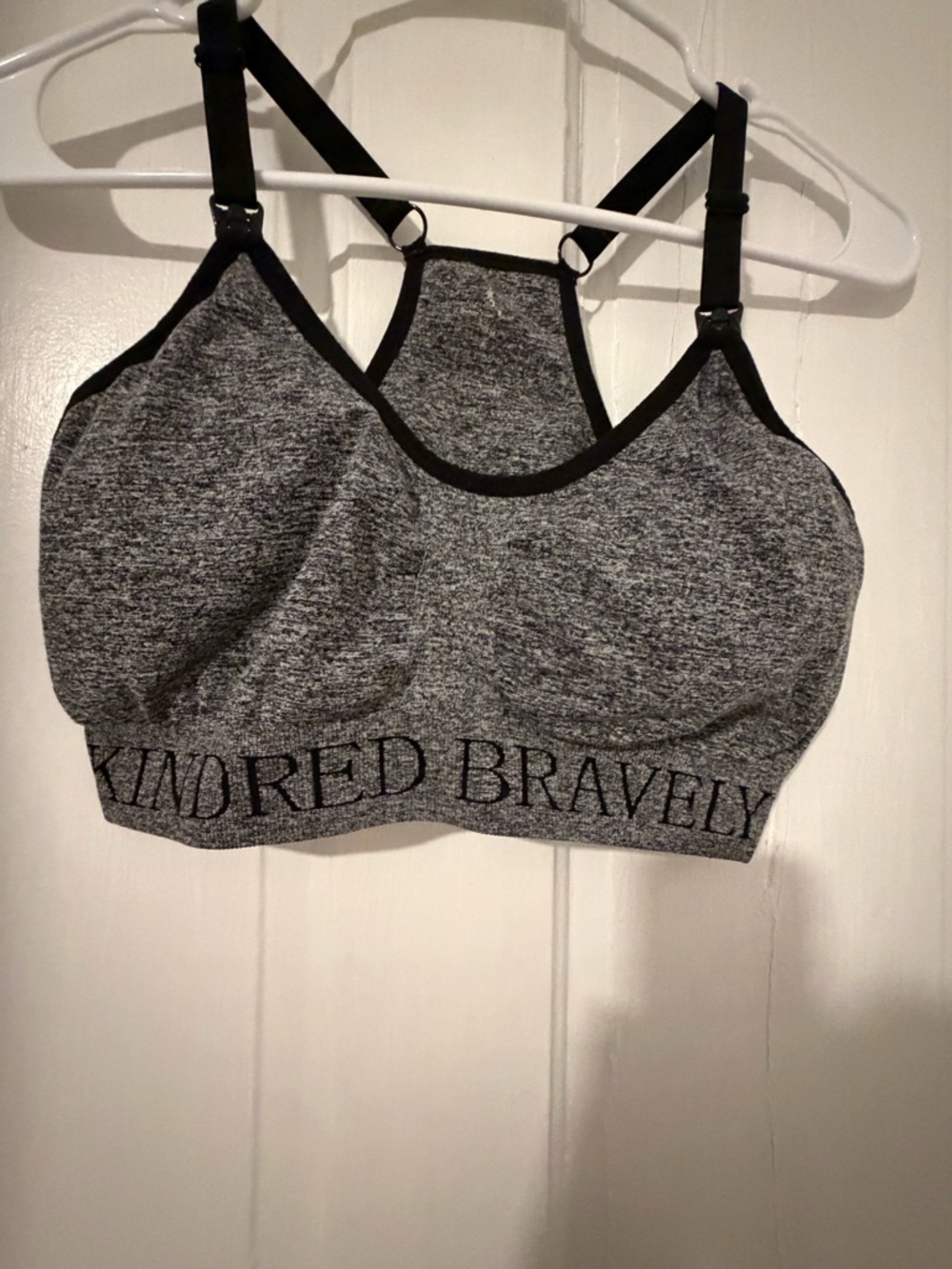 Kindred Bravely Heather Gray & Black Sleep/Nursing Sports Bra